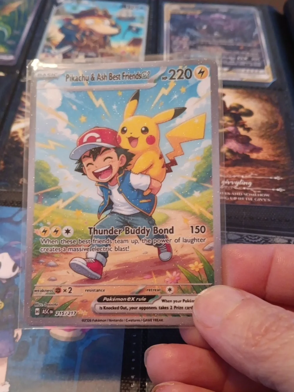 Pikachu & Ash Best Friends EX Pokémon Card - Yellow Lightning Art